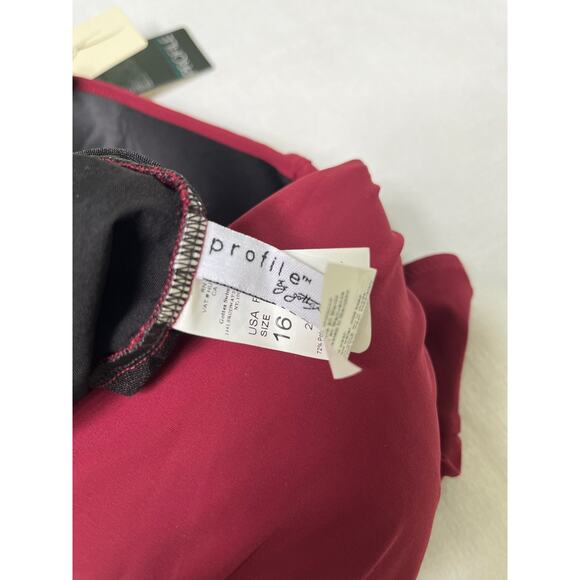 Profile by Gottex Shirred Front One Piece Swimsuit Merlot  Size US 16 NWT - Picture 9 of 9